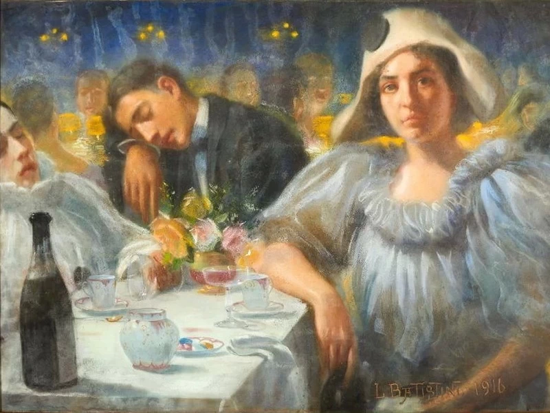 1865-Leopoldo Battistini - Serata al caffè